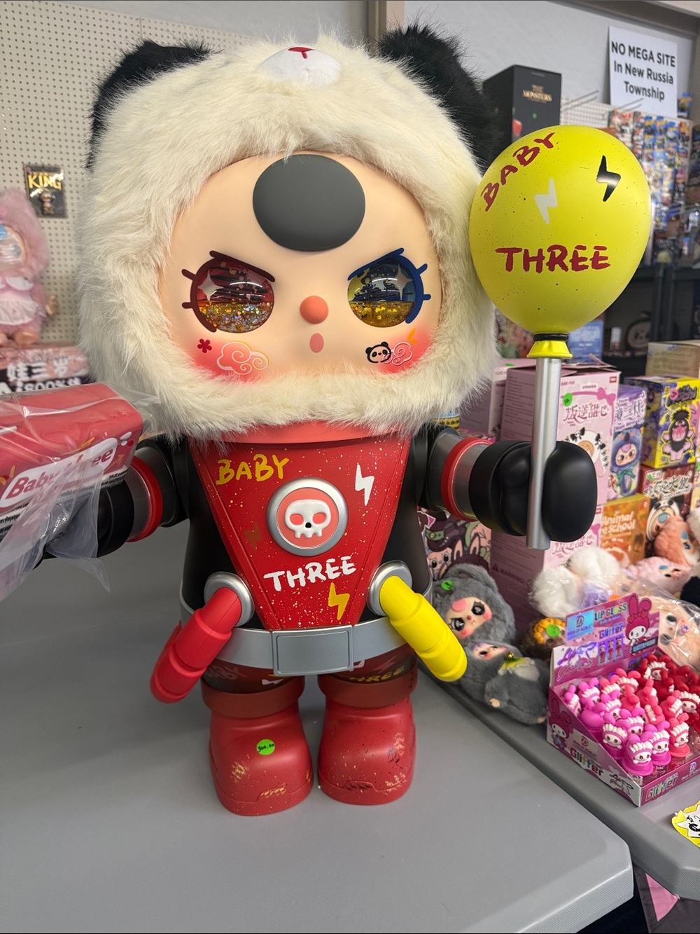 Baby Three Plush Costume Robot Toy - Red, Yellow, Black